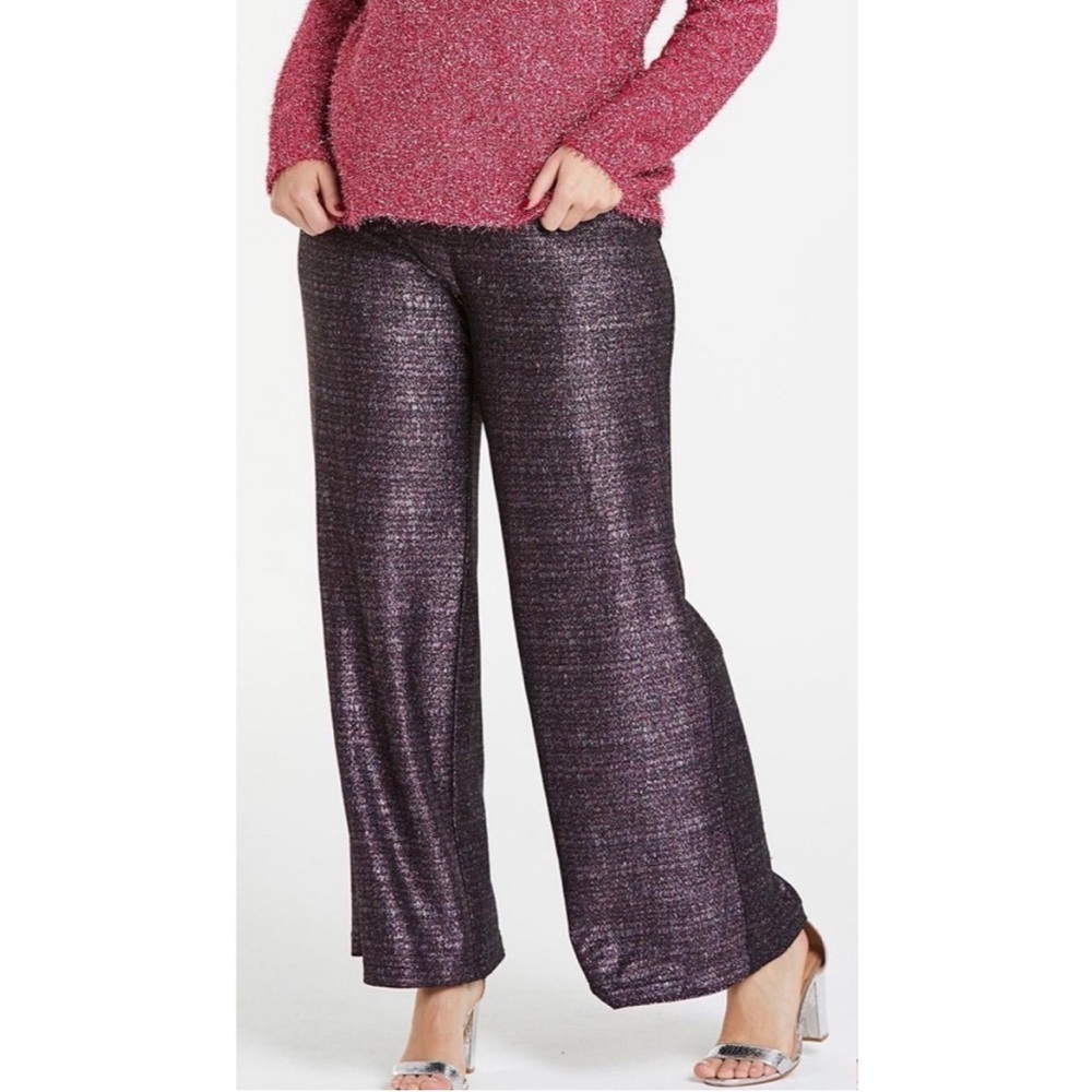 Attyre Riley NAVY Metallic Pull-On Pants, Plus Size 20W New w/Tags